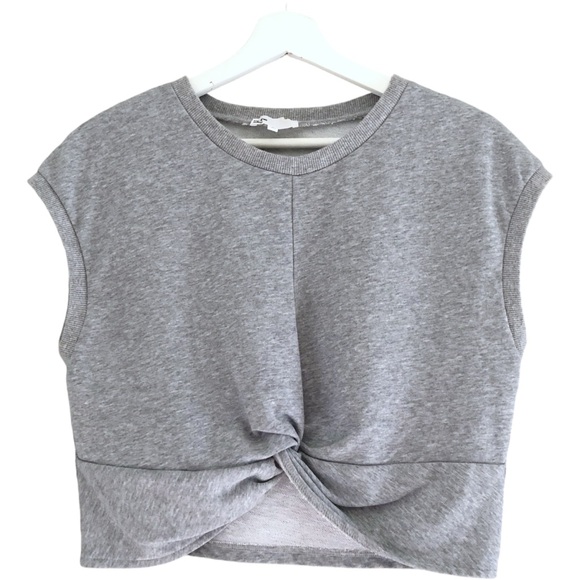 Revolve by the way. Hannah Twist Front Short Sleeve Top Heather Grey Medium Cute - Picture 11 of 11